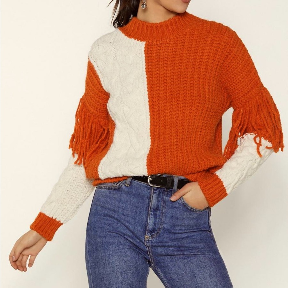 Nasty Gal Worth The Tassel Cable Knit Sweater